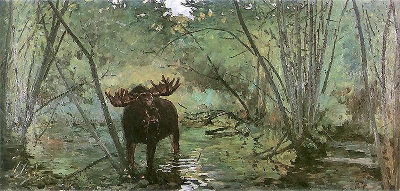 Julian Falat Elk oil painting image
